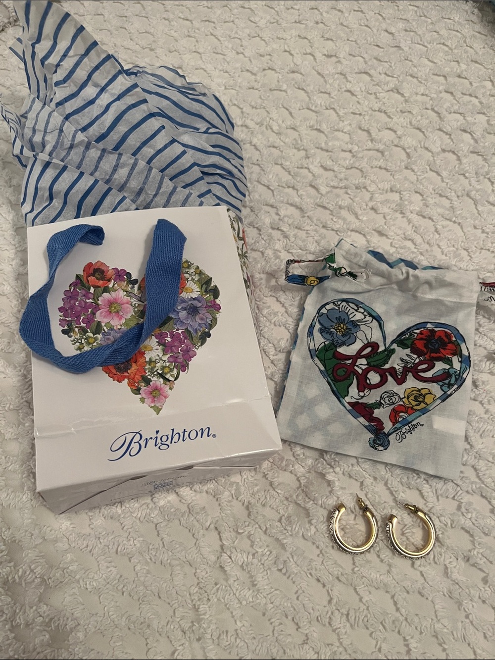 Brighton Gold-Tone Hoop Earrings with Floral Love Pouch